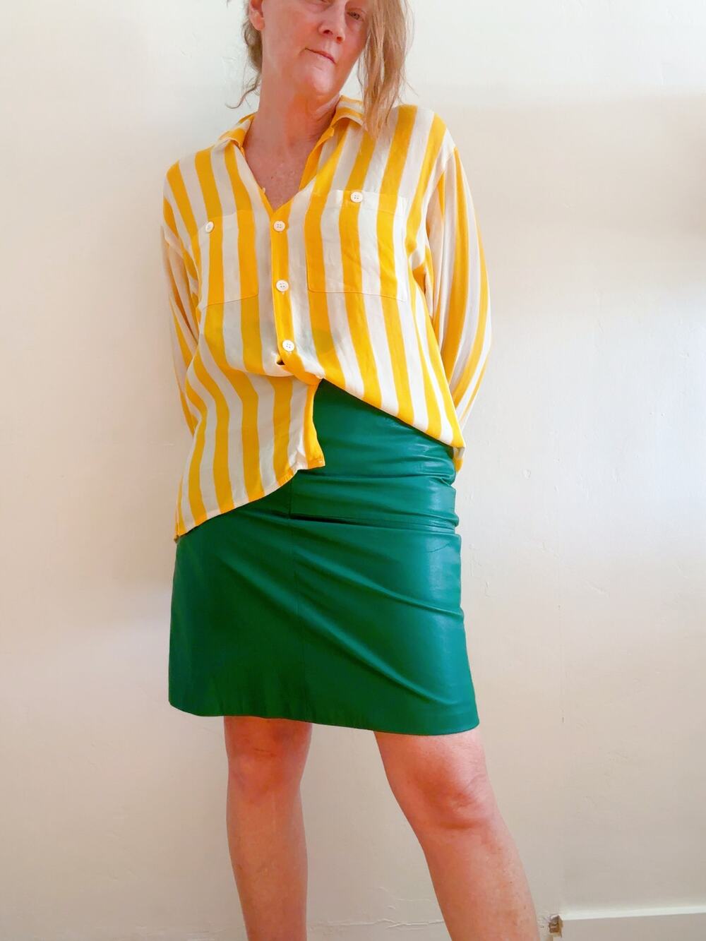 Vintage Liz Claiborne Yellow Striped Blouse Size 10/L Casual Officewear